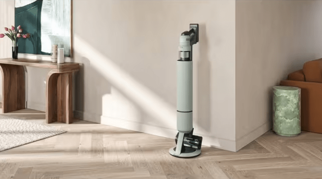 Samsung Bespoke Jet wall-mounted vacuum cleaner.