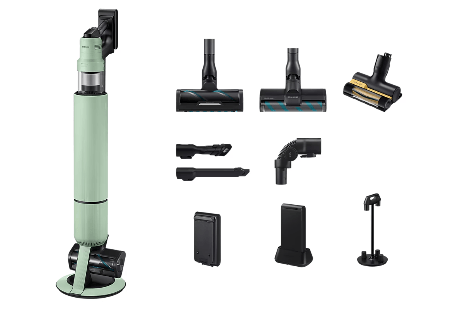 Samsung cordless vacuum cleaner and attachments.