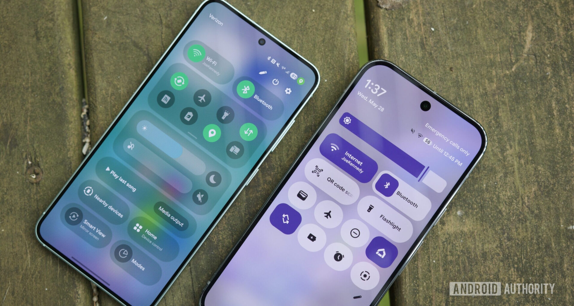 Quick settings UIs in One UI 8 and Android 16.