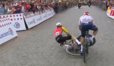 Chaos as Tour de France riders crash while lunging for King of the Mountains point