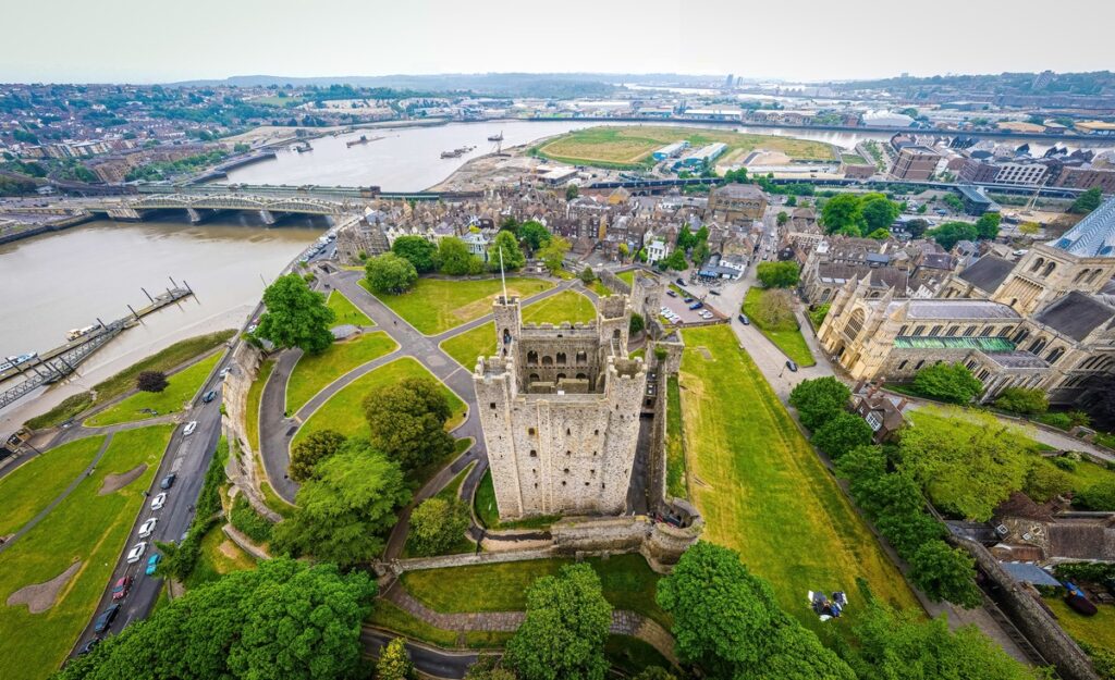 The turret of the mighty Rochester Castle in Kent