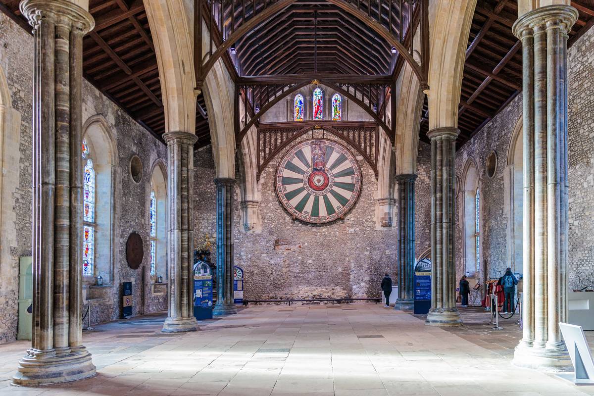 The Round Table on the wall of the Great Hall in Winchester Castle