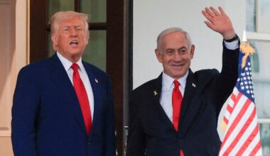 Donald Trump meets Benjamin Netanyahu at the White House