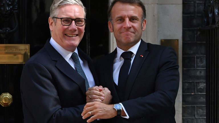 Speaking next to Emmanuel Macron at a news conference in north London, Sir Keir Starmer says it will come into force in a matter of "weeks".

He says: "Migrants arriving via small boat will be detained and returned to France in short order."