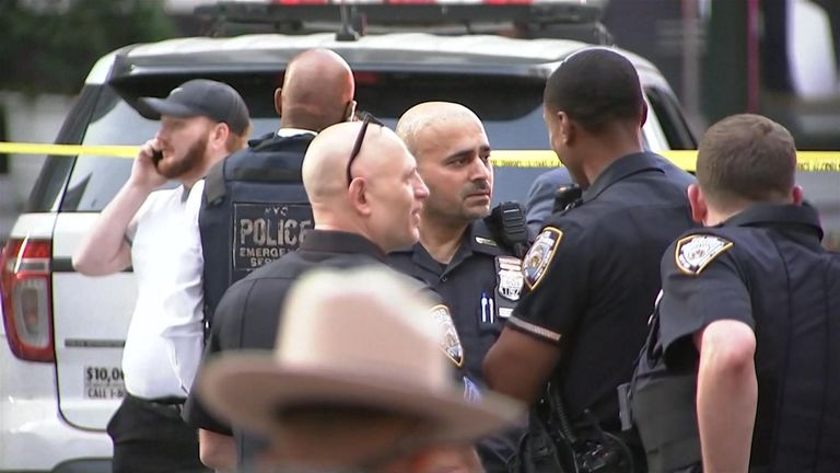Police officers close to the scene in New York