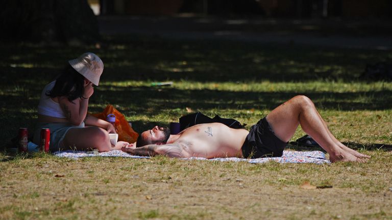 People enjoy the hot weather in Bristol on Sunday. Pic: PA
