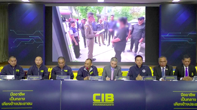 Thailand's Central Investigation Bureau holding a press conference in Bangkok