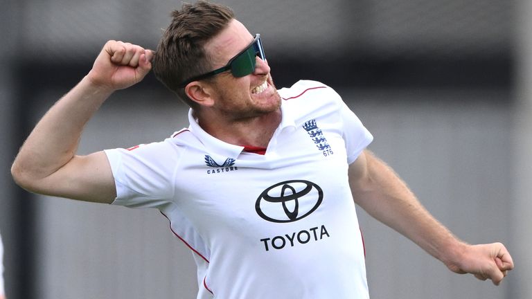 England spinner Liam Dawson celebrates first Test wicket in eight years (Getty Images)