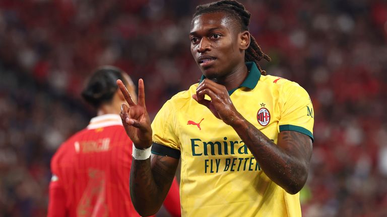 Rafael Leao pays tribute to Diogo Jota after scoring during AC Milan's pre-season win over Liverpool in Hong Kong