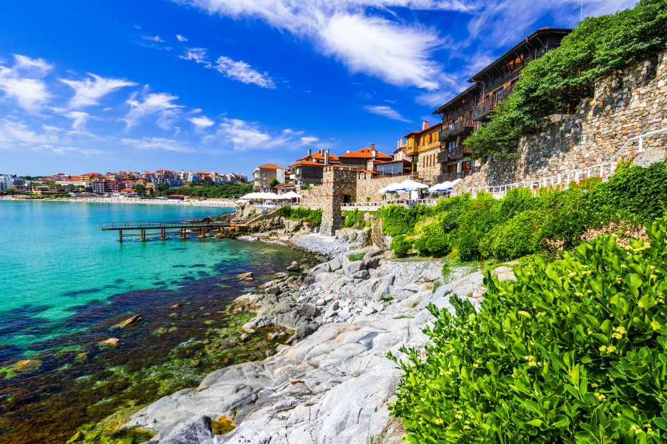 Sozopol, Bulgaria: Ancient walls of Apollonia overlooking the Black Sea.