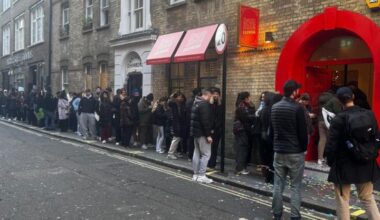 Queues in Archer Street, Soho, to visit the SpudBros first physical location Pic: