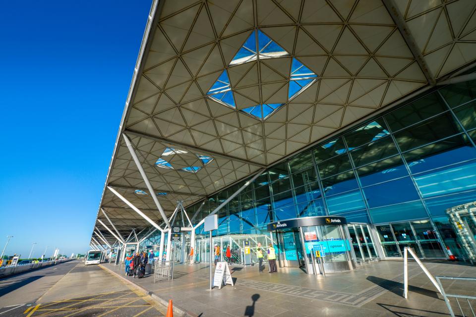 Stansted Airport arrivals area in London.