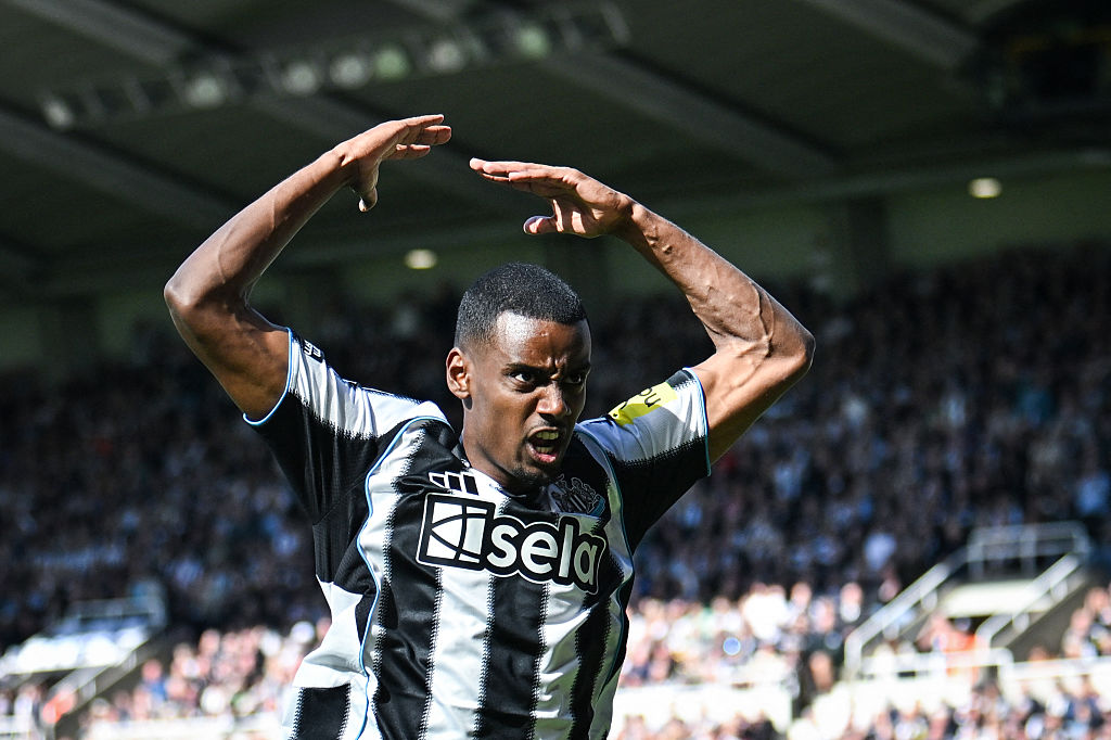 Newcastle United's Swedish striker #14 Alexander Isak reacts after a missed chance during the English Premier League football match between Newcastle United and Everton at St James' Park in Newcastle-upon-Tyne, north east England on May 25, 2025.