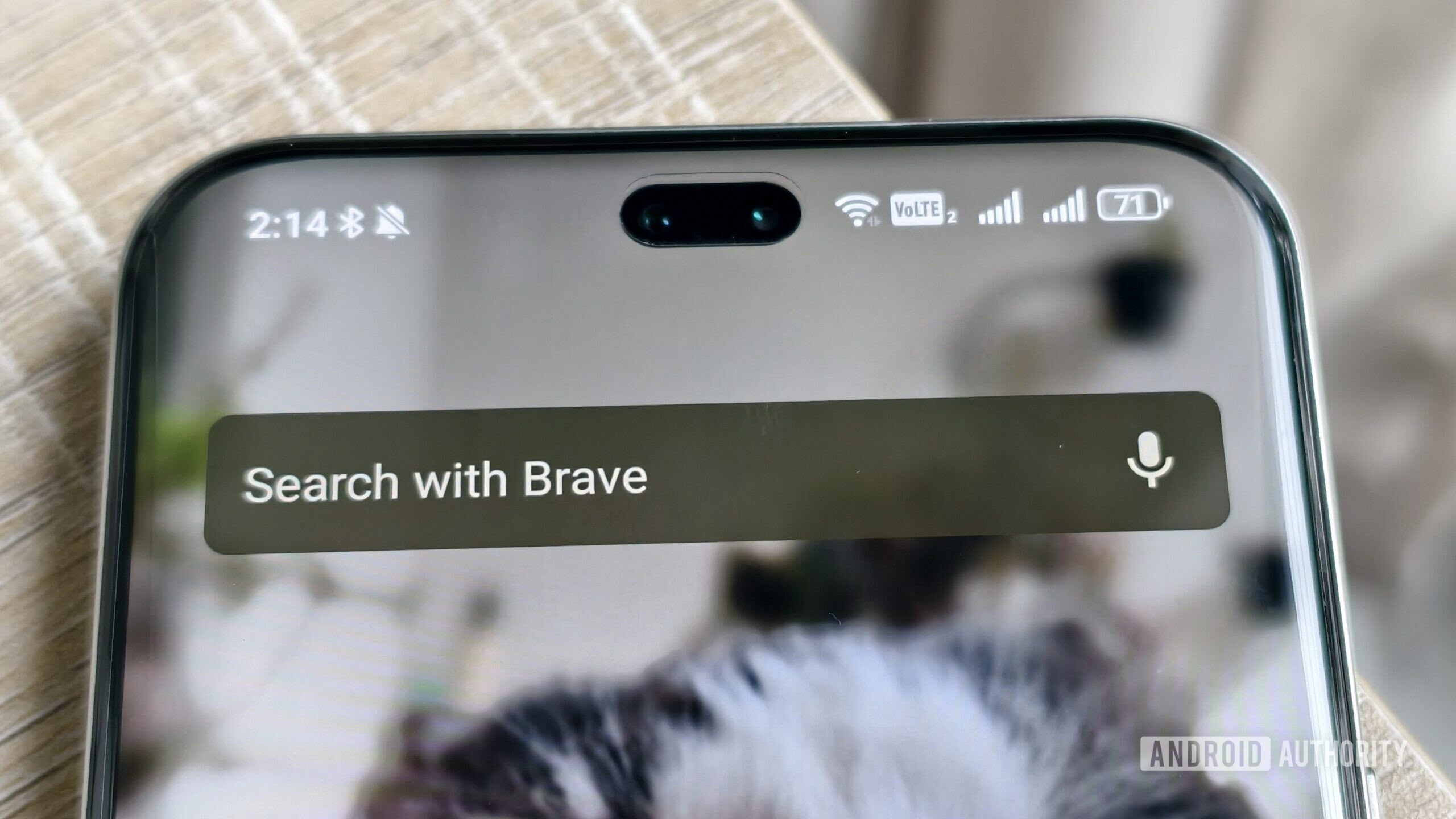 the brave search widget on a smartphone home screen