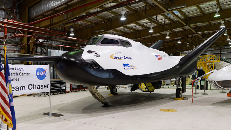 The Sierra Space Dream Chaser spaceplane on display