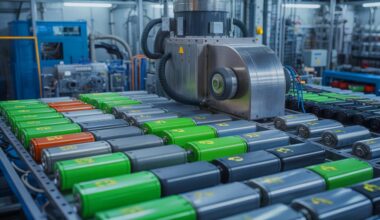 Illustration of an innovative, eco-friendly method for recycling lithium-ion batteries, generated by artificial intelligence.