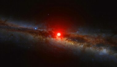 Illustration of the discovery of exoplanet AT2021uey b using gravitational microlensing, created through artificial intelligence.
