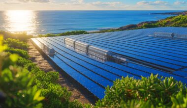 Illustration of a solar desalination system developed by MIT and Shanghai Jiao Tong University, generated by artificial intelligence.