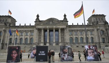 Giant portraits of Gaza's children displayed in front of German parliament