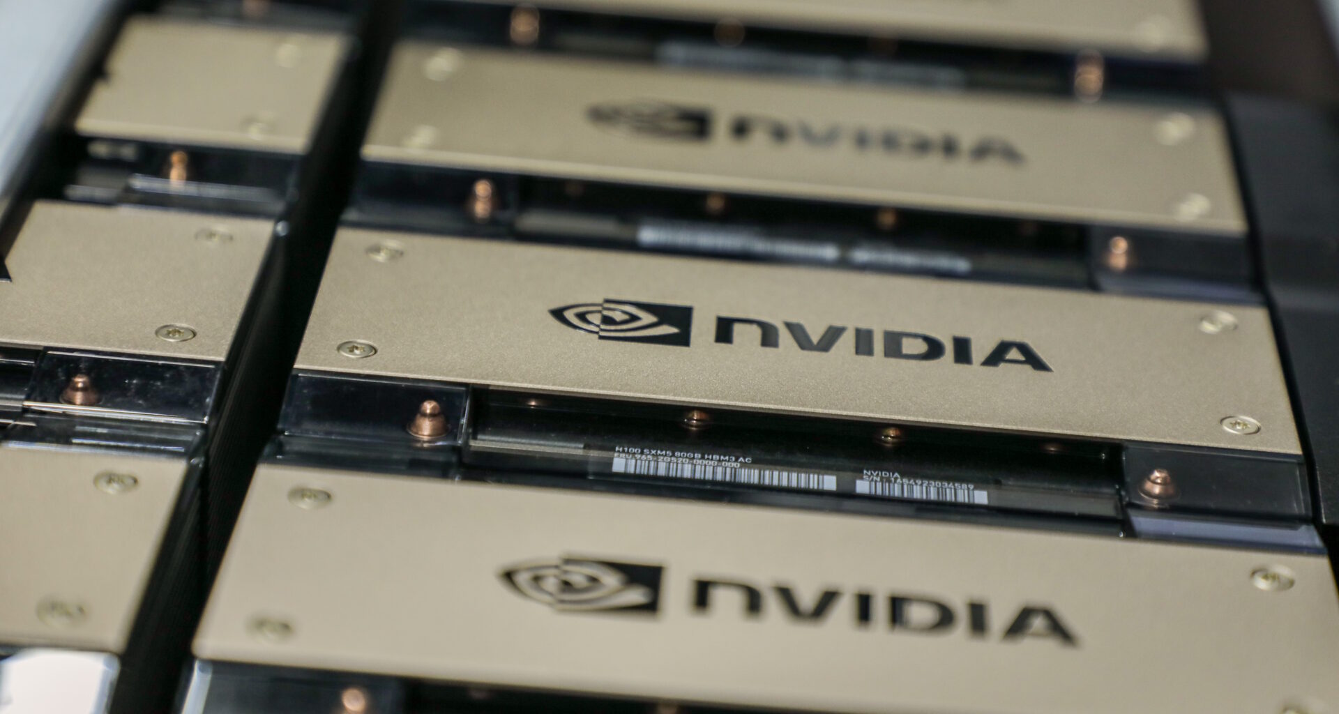 Nvidia H100 chips inside a server room at the Yotta Data Services Pvt. data center, in Navi Mumbai, India