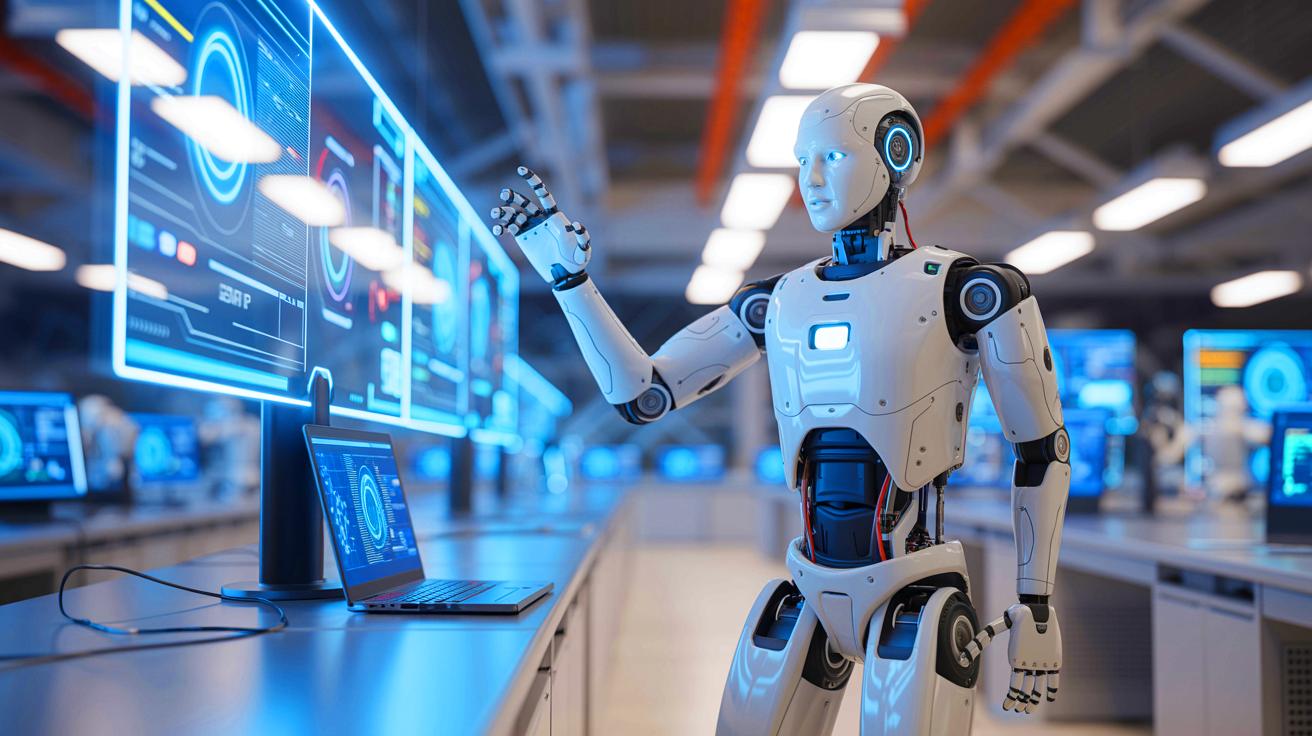 Illustration of the affordable Unitree R1 humanoid robot, showcasing its features and capabilities, generated by artificial intelligence.