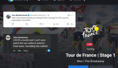 "£30 to watch adverts... absolute joke": Cycling fans furious as TNT Sports scraps advert-free feed for Tour de France