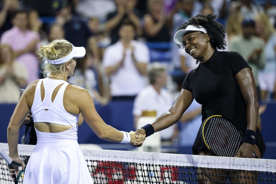 Williams joked she has 'returned for the benefits' after beating Stearns