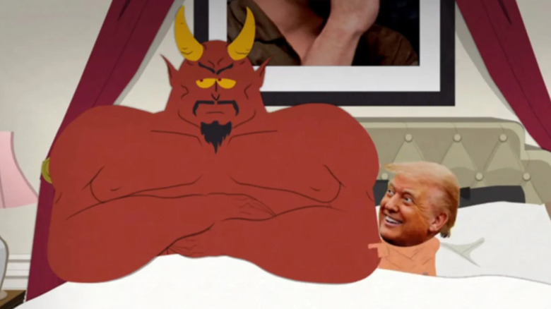 Satan in bed with Donald Trump on South Park