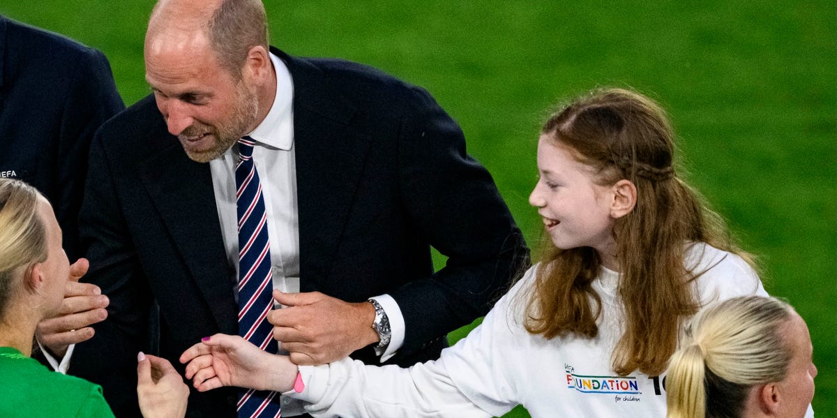 Who was the girl with Prince William at the Euros ceremony?