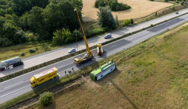 More than 20 injured when bus flips over in northeastern Germany