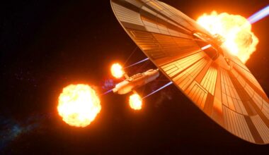 Illustration of nuclear-powered spacecraft propelled by solar sails in space, generated by artificial intelligence.