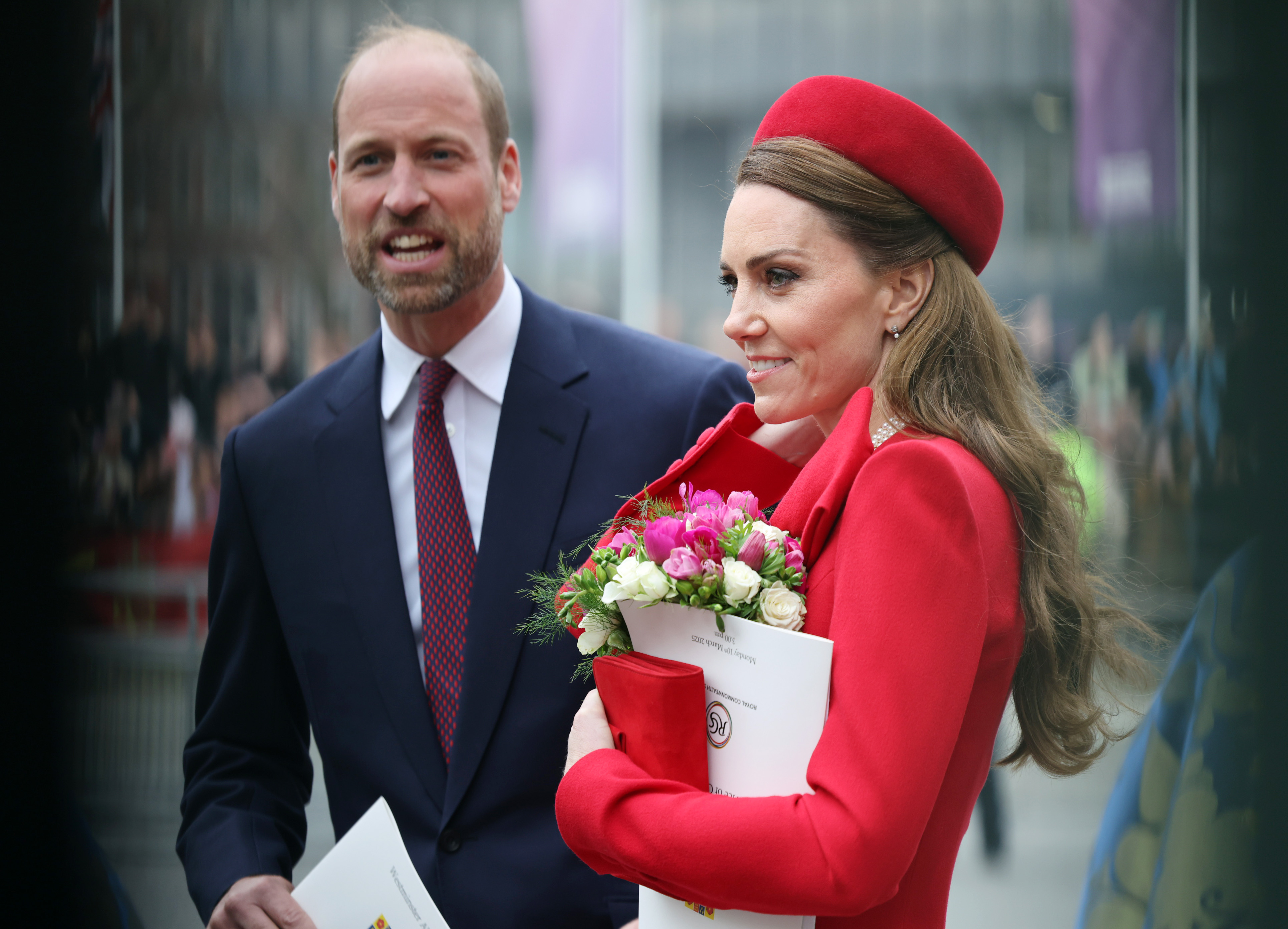 The Prince and Princess of Wales leaving Westminster Abbey after Commonwealth Day celebrations.