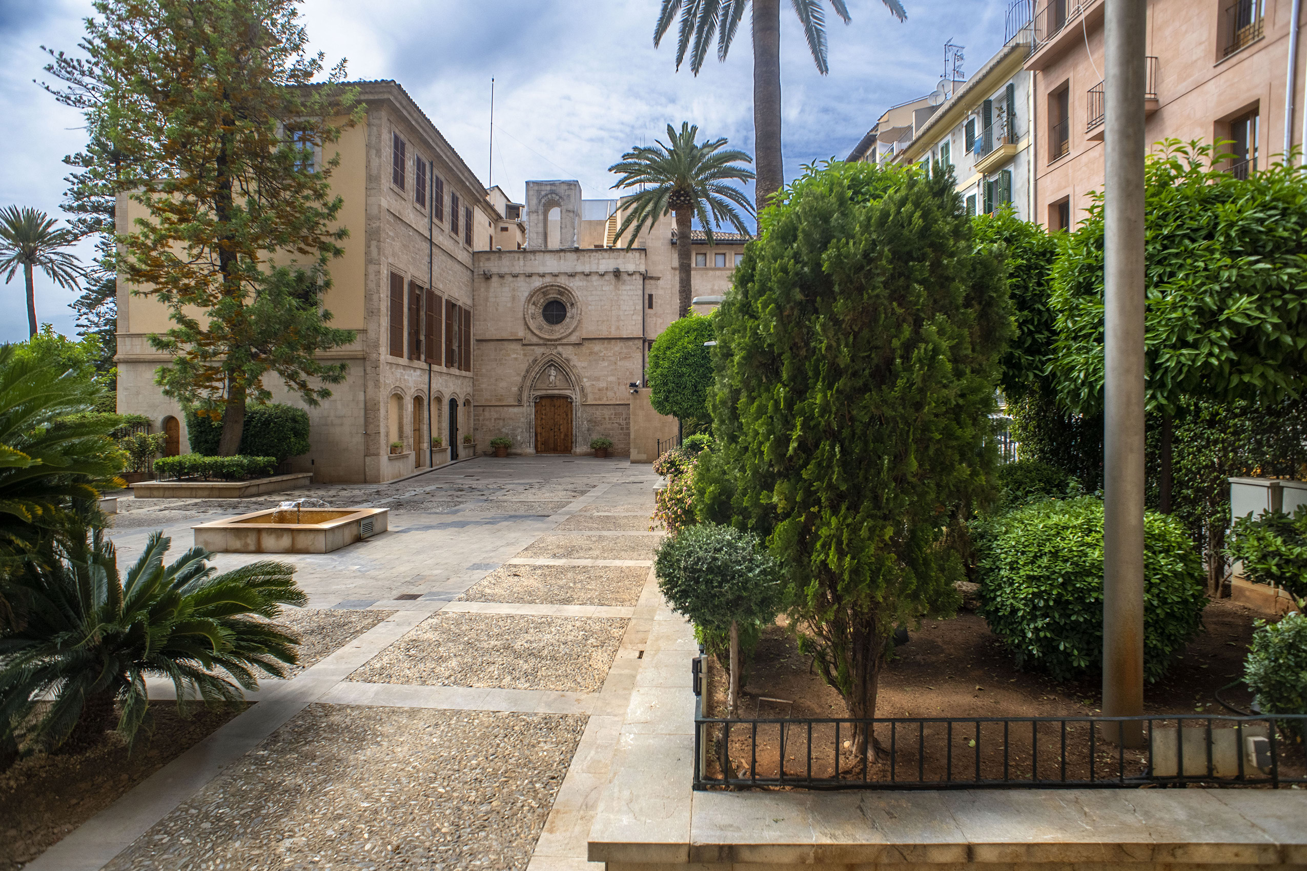 Palma de Mallorca Lonja courtyard with Gothic architecture.