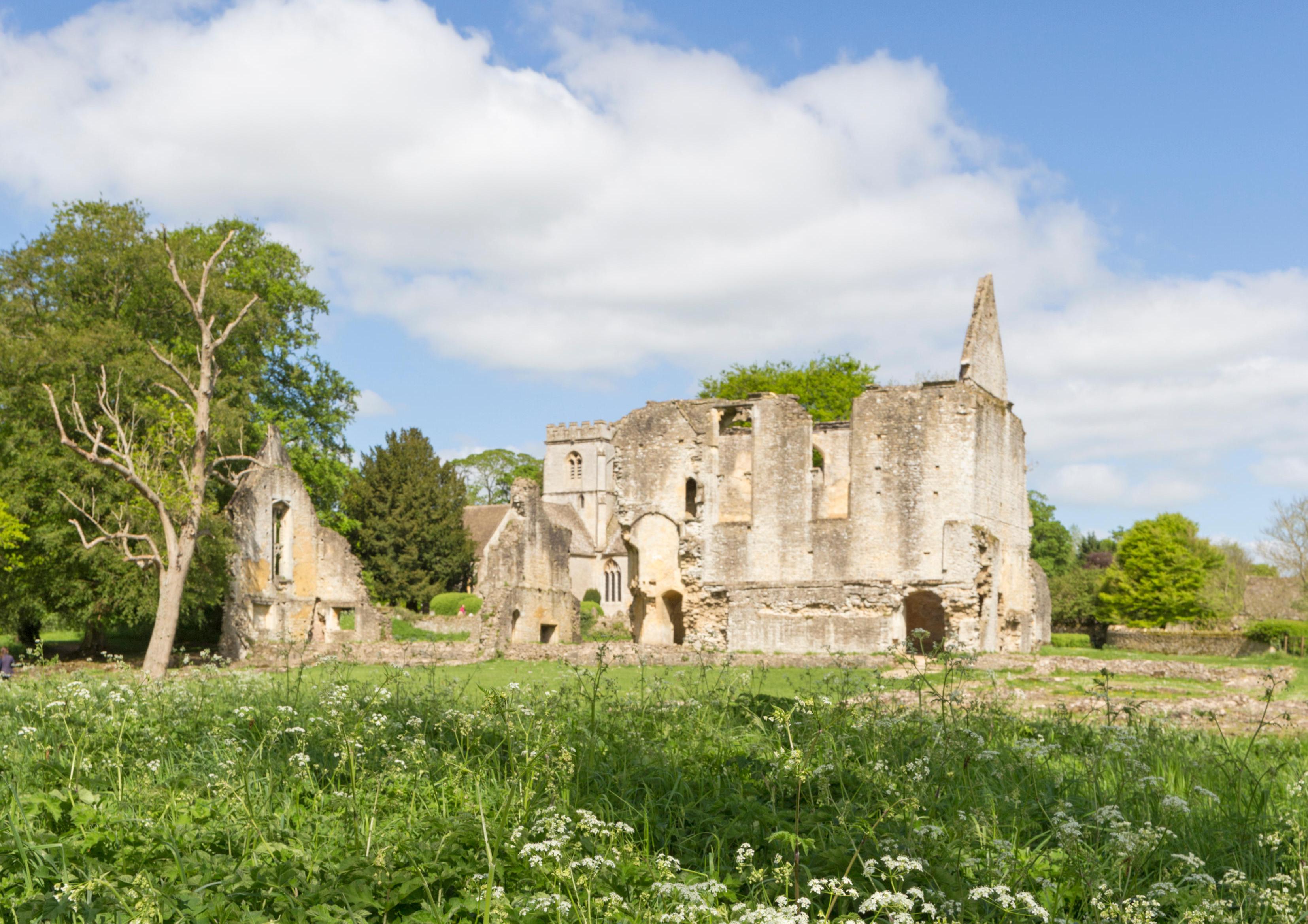 Ruins of Minster Lovell Hall, a 15th-century manor house in Oxfordshire, England.