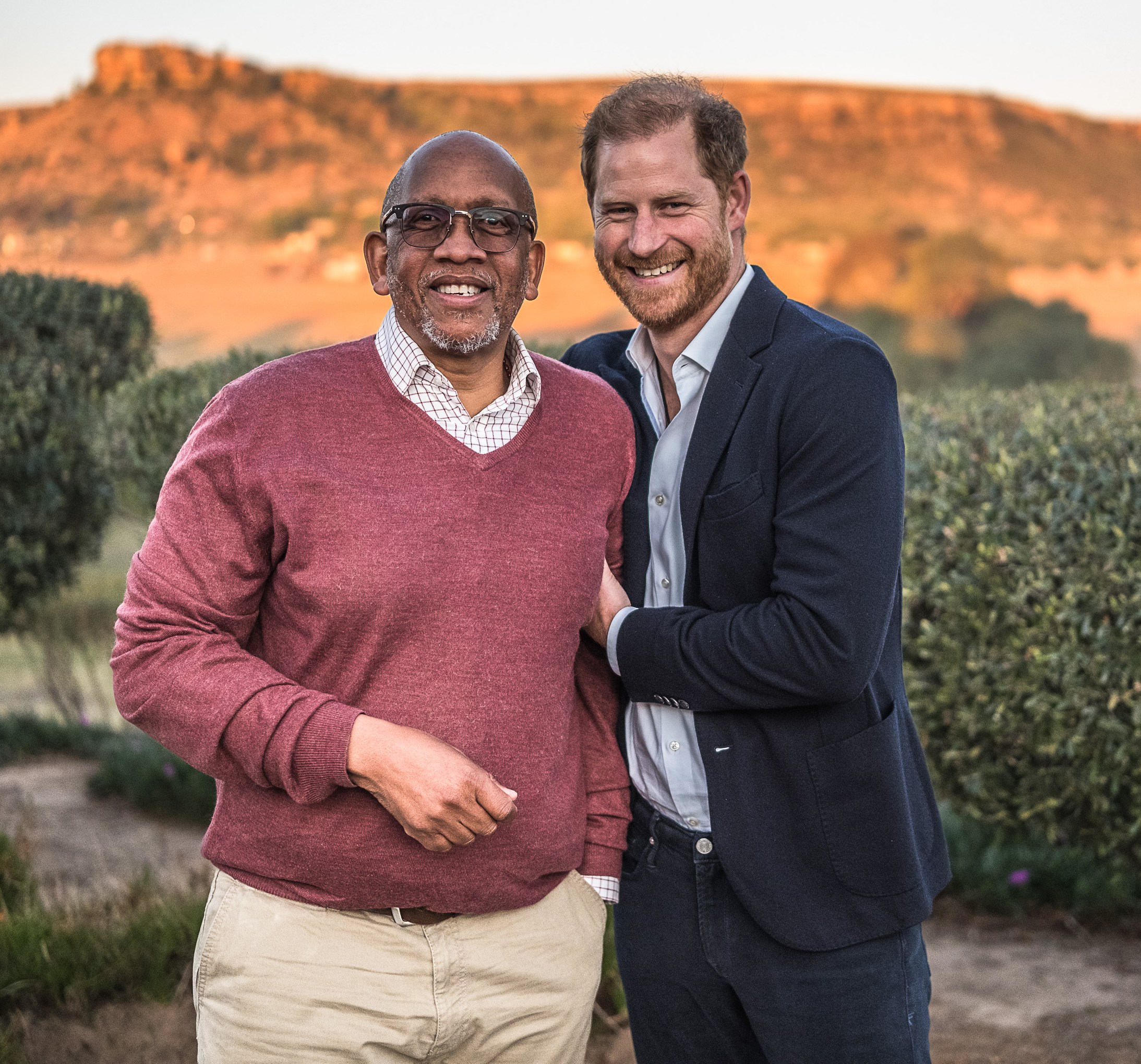 Prince Harry and Prince Seeiso of Lesotho at a welcome event.