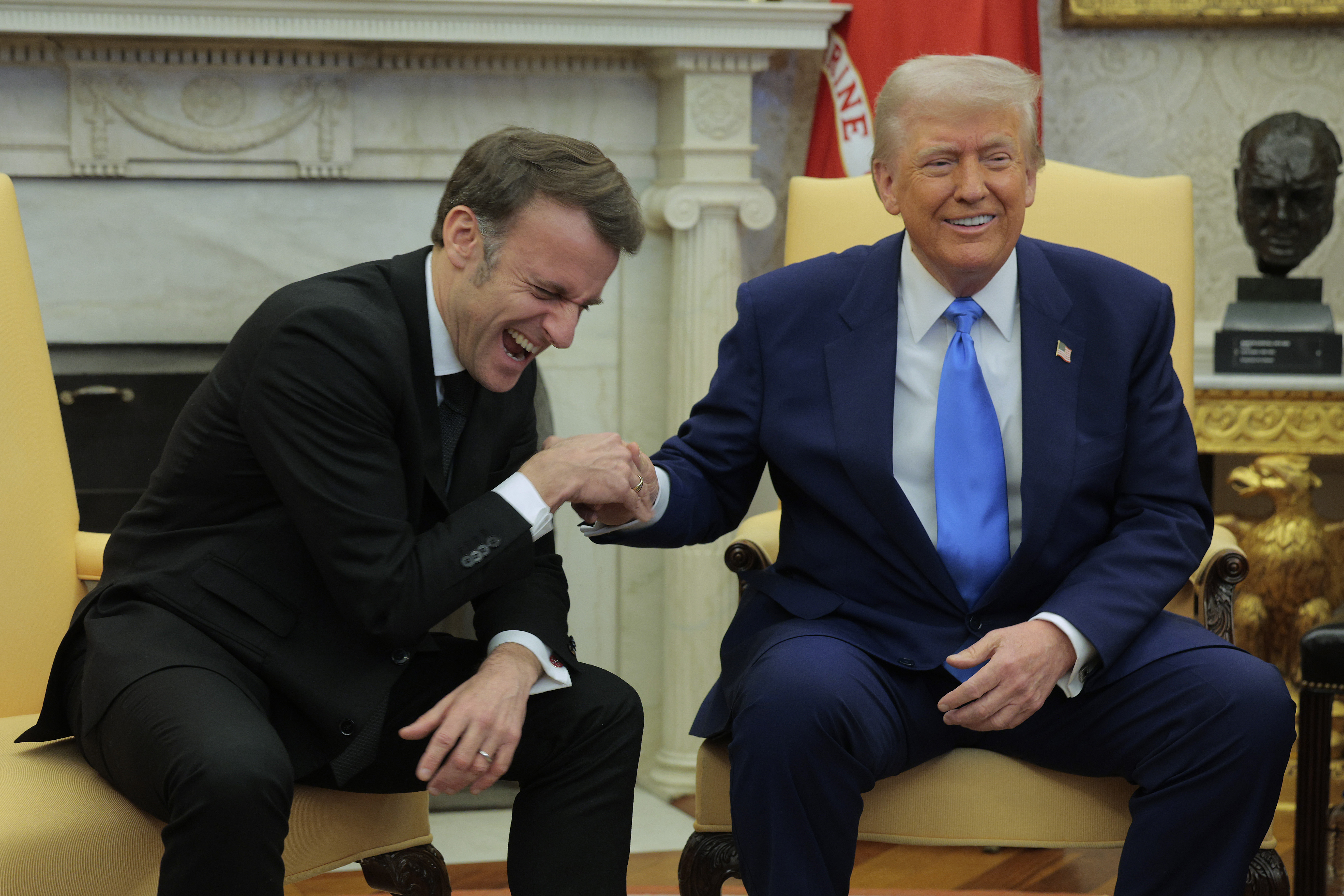 Macron in the Oval Office in February
