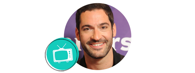 Tom Ellis with television icon.
