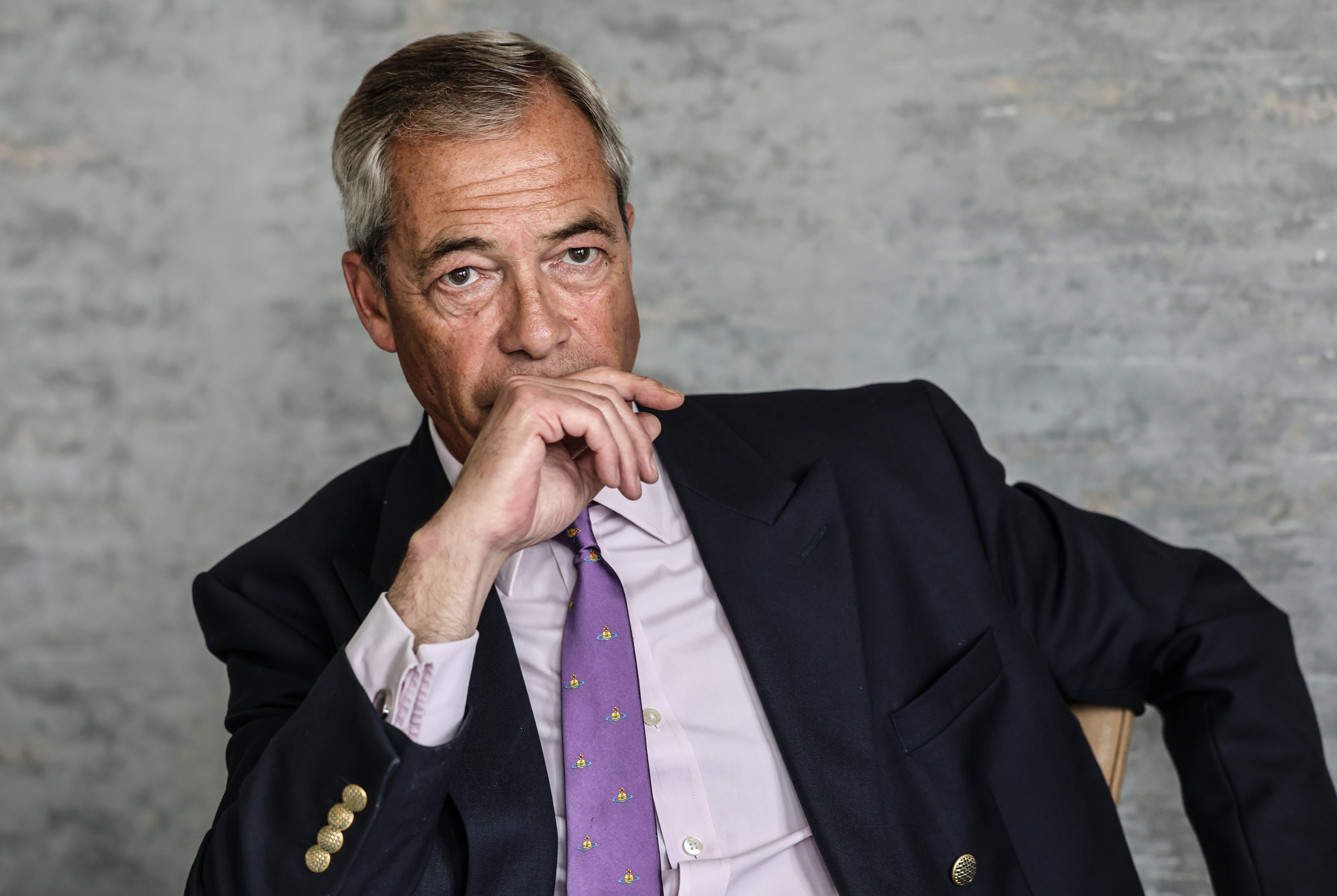 Portrait of Nigel Farage.