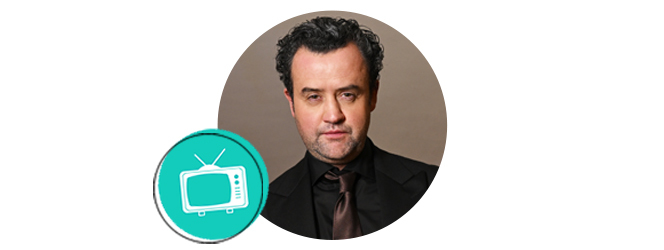 Headshot of Daniel Mays with television icon.