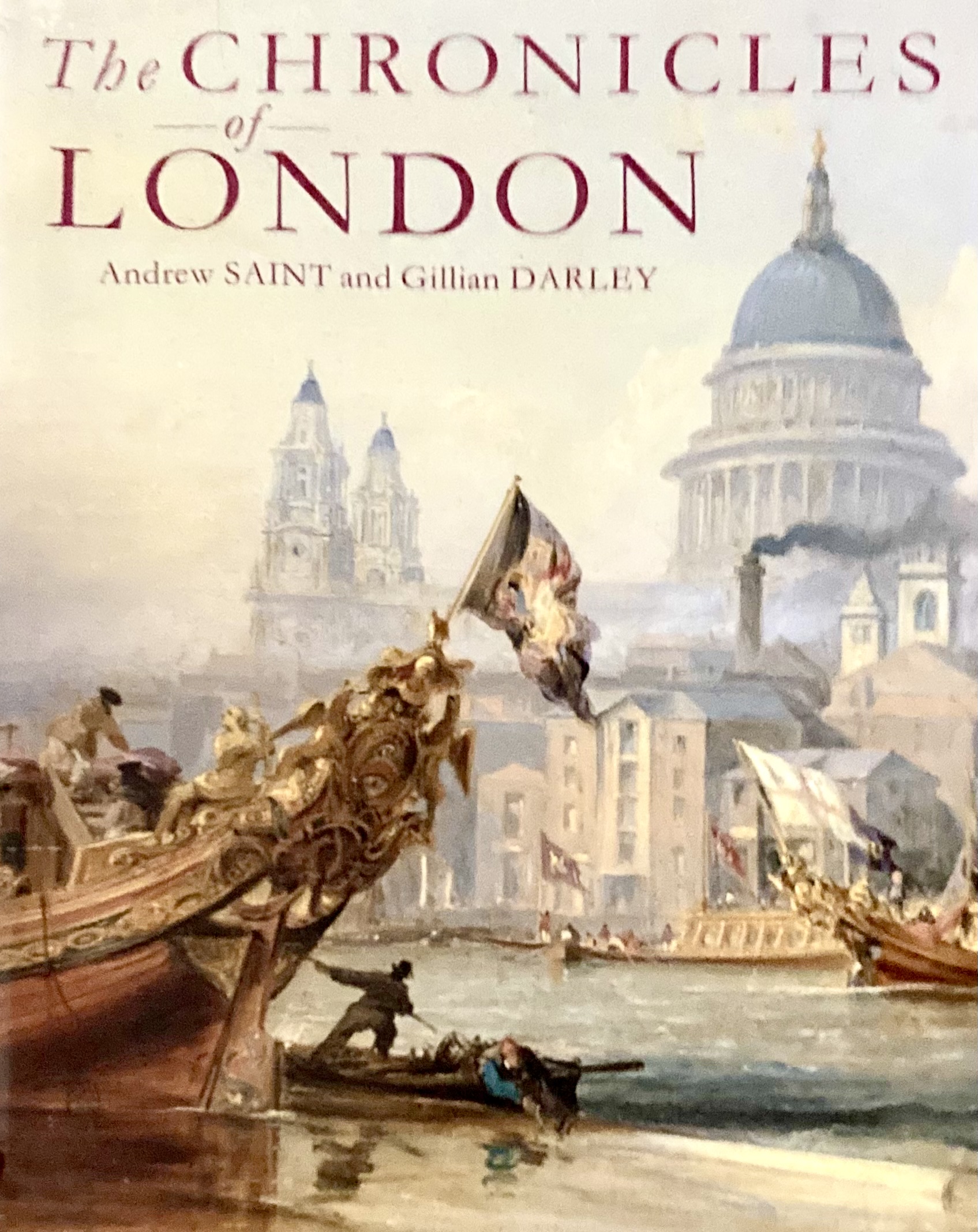 Book cover illustration of a historical London scene with boats on a river and St. Paul's Cathedral in the background.