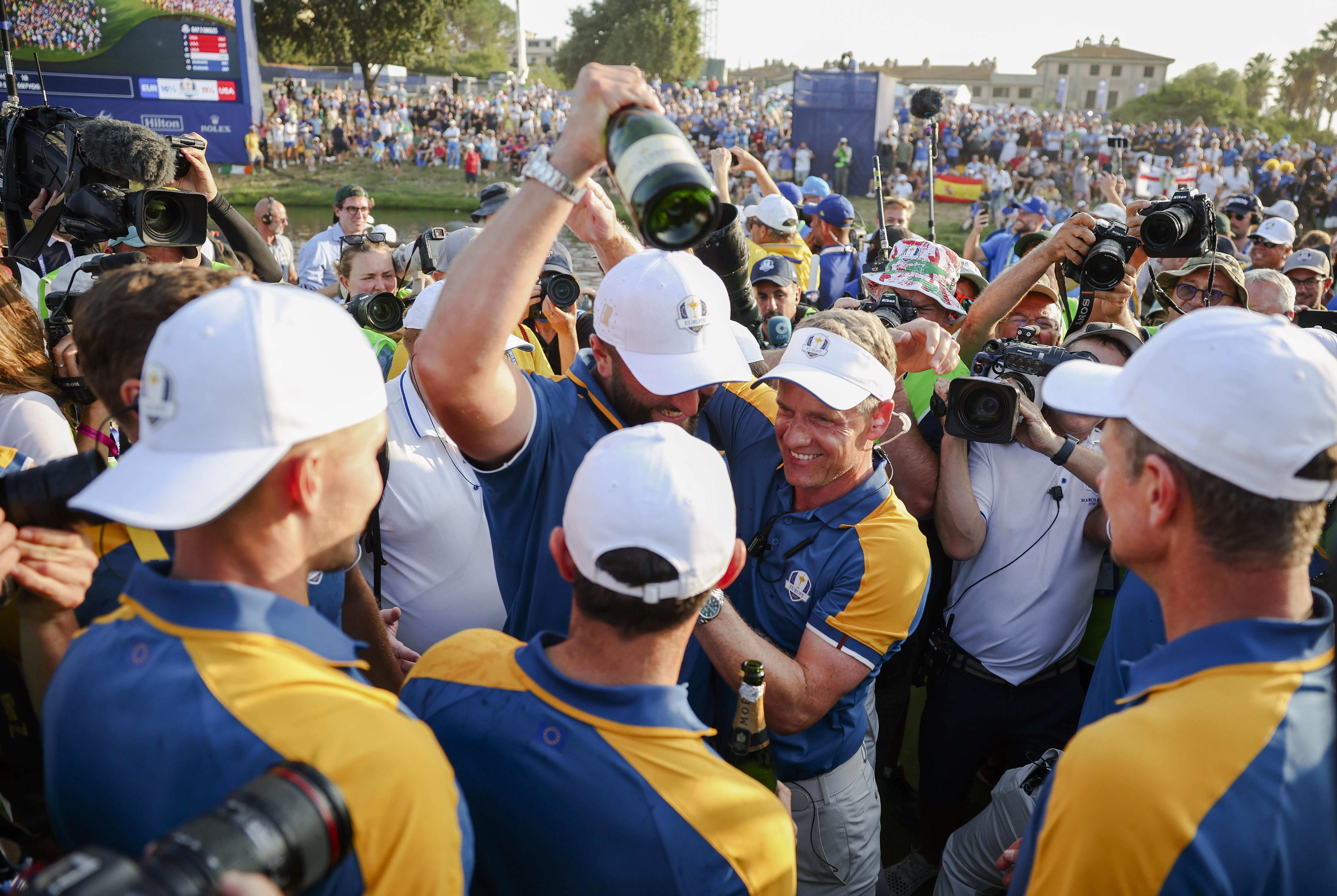 Europe team celebrating Ryder Cup victory.
