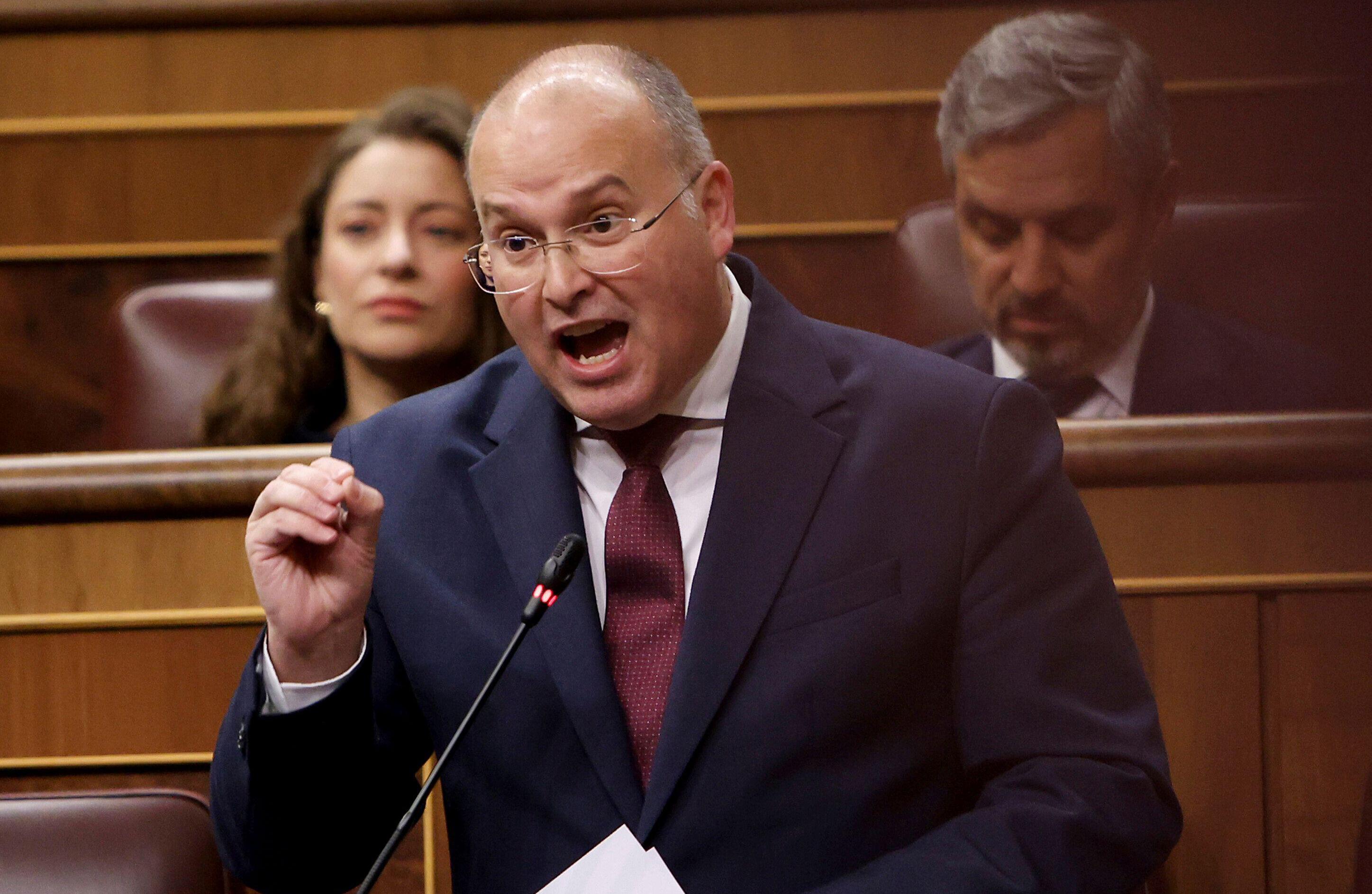 Miguel Tellado, spokesman for the Popular Party, speaking at the Spanish Congress of Deputies.