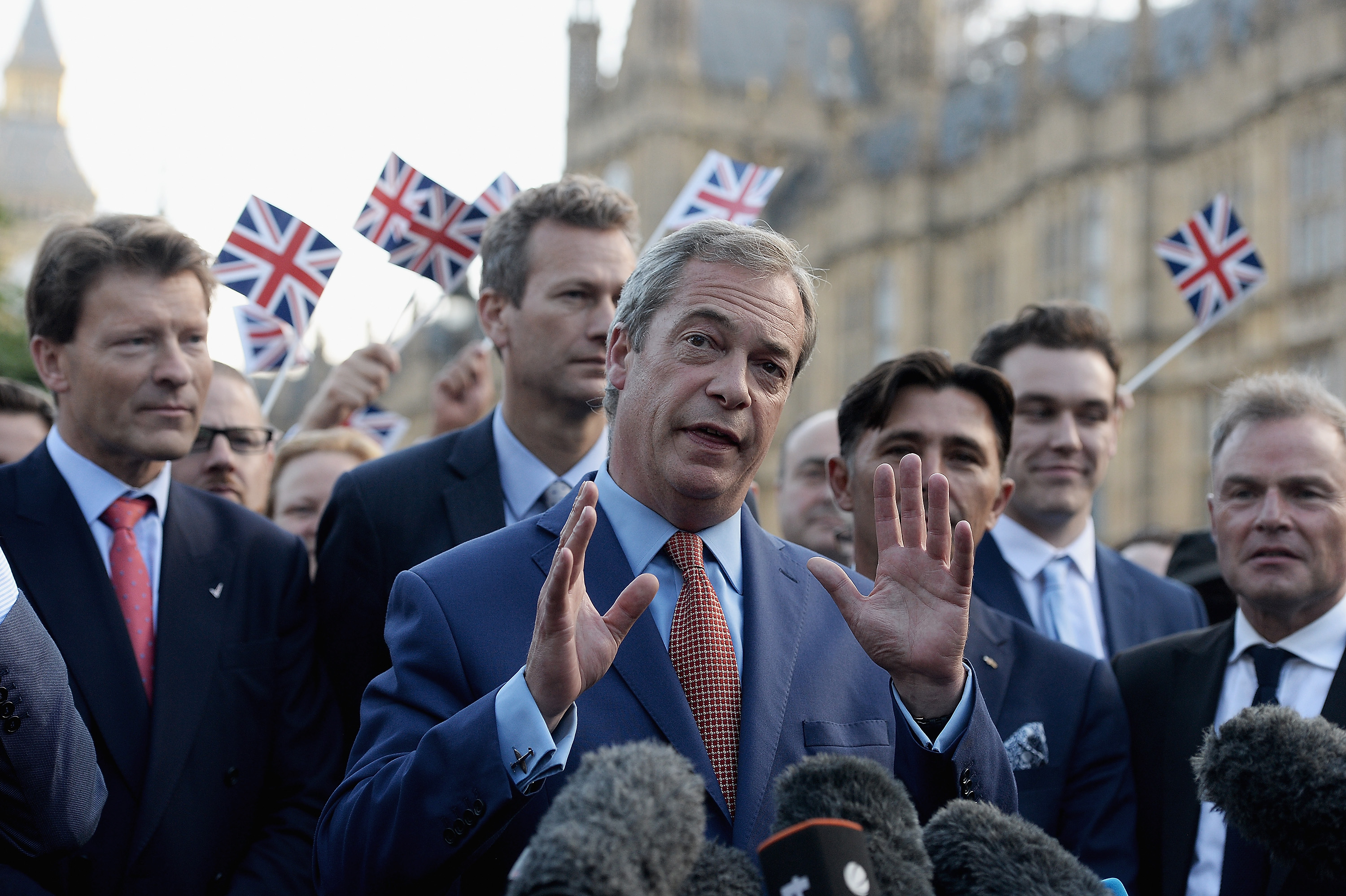 Nigel Farage addressing the media following the UK's EU referendum.