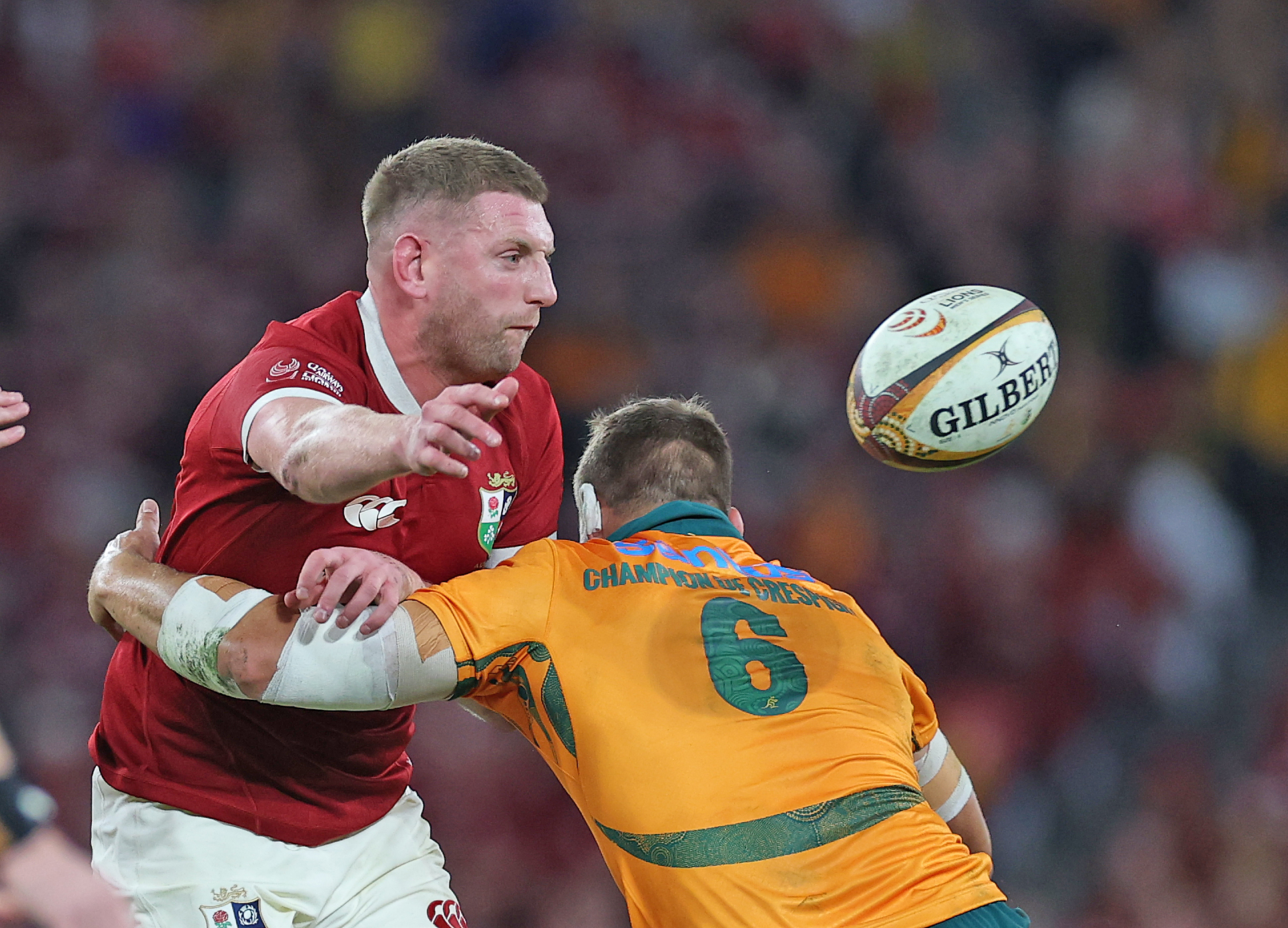 Photograph of a rugby match between the Wallabies and the British & Irish Lions.