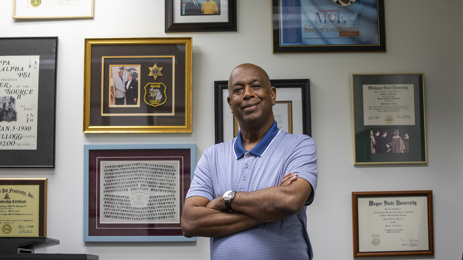 Mario Morrow, President and CEO of Mario Morrow and Associates, in his office.