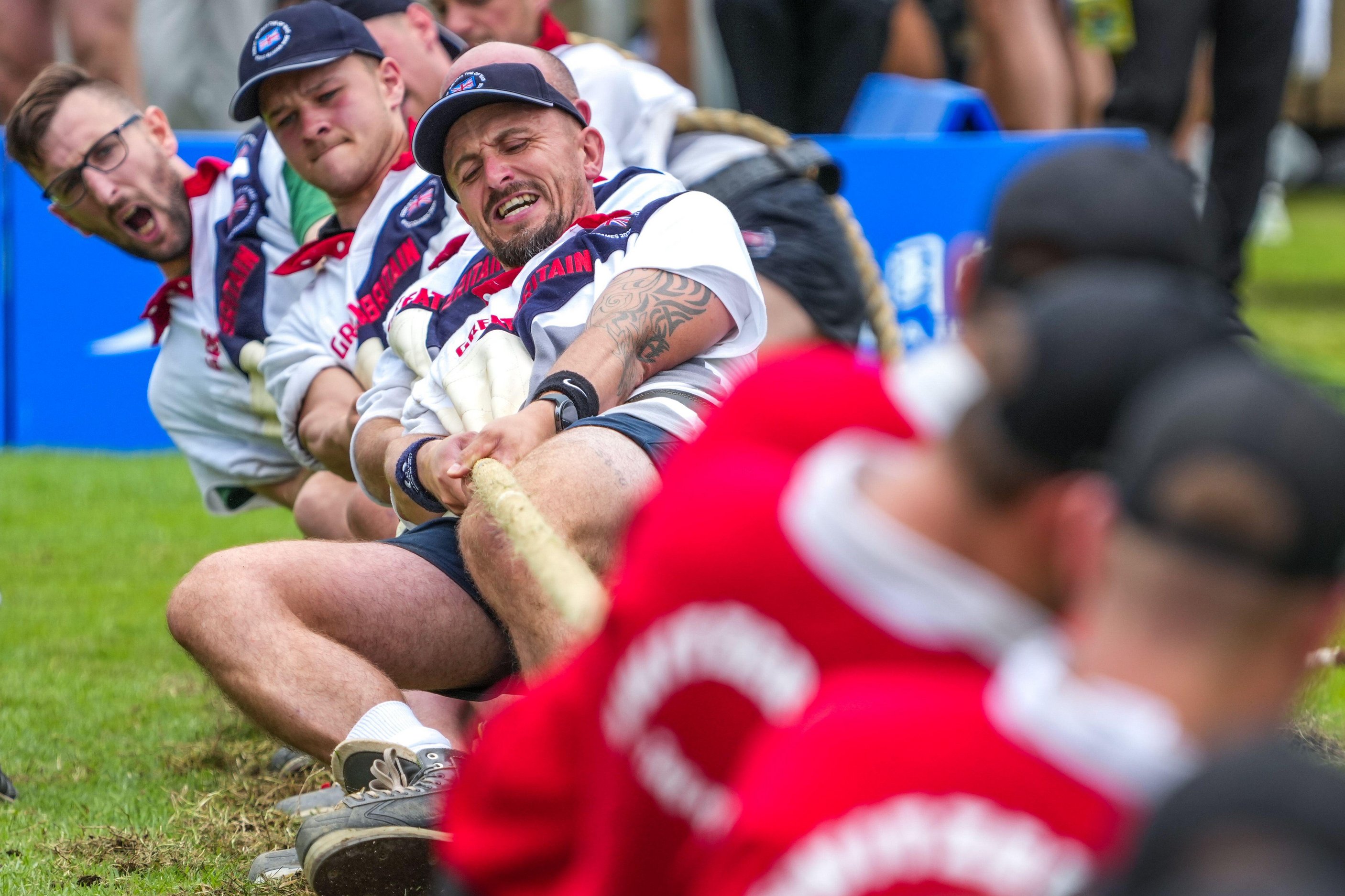 Team Great Britain competing in a tug-of-war match.