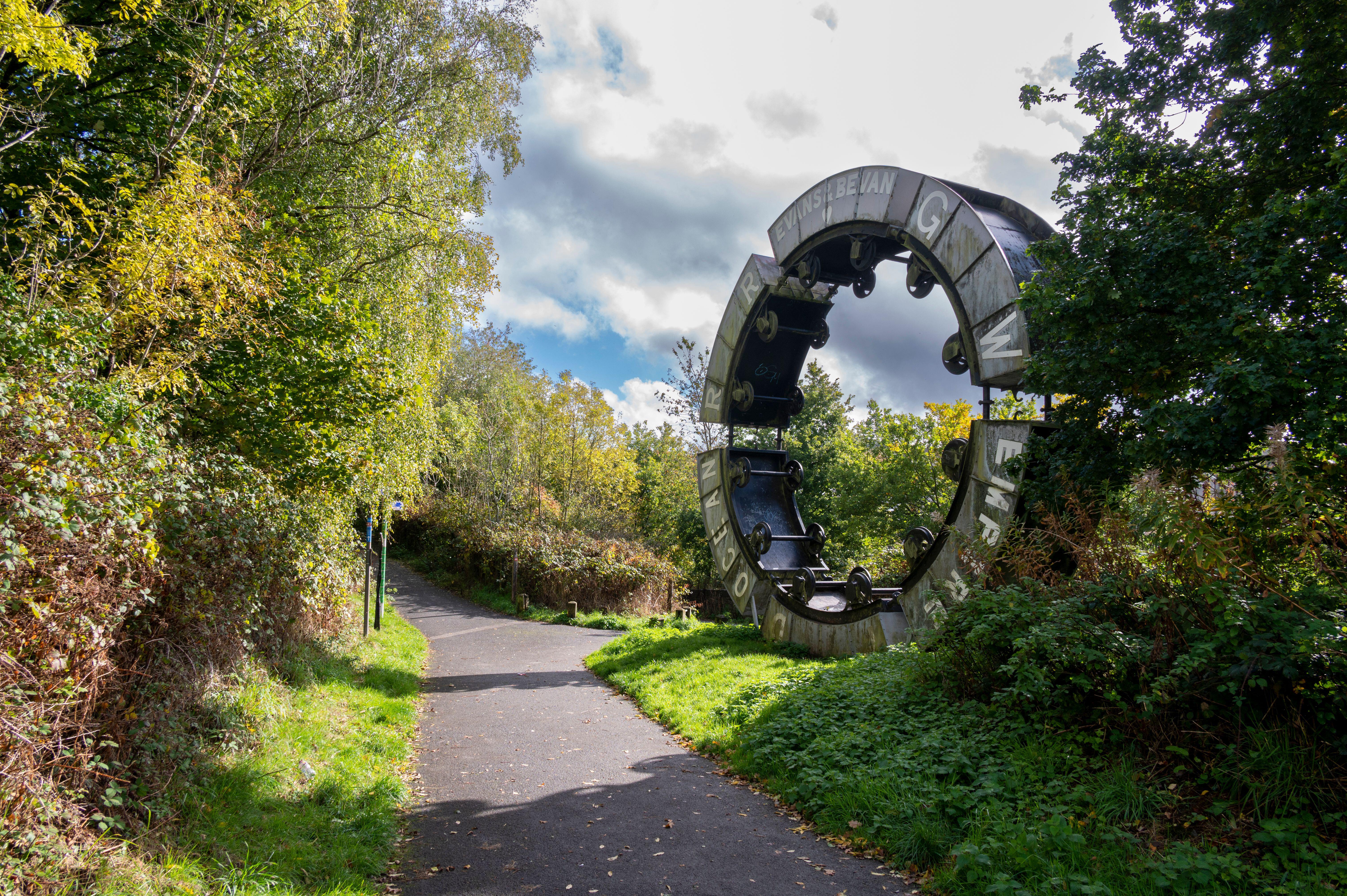 Mining memorial in Maesycwmmer, South Wales.