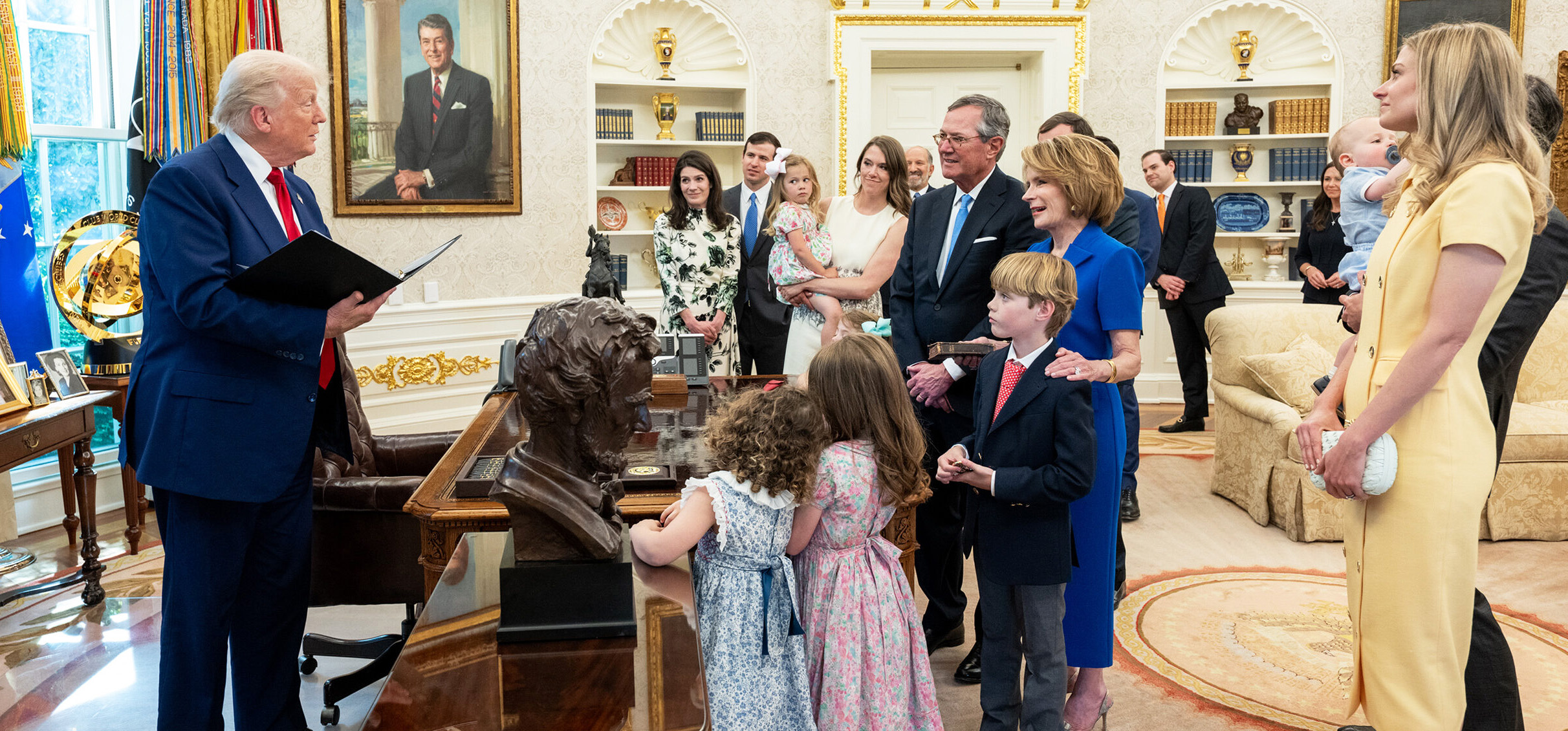 President Trump at a swearing-in ceremony in the Oval Office.