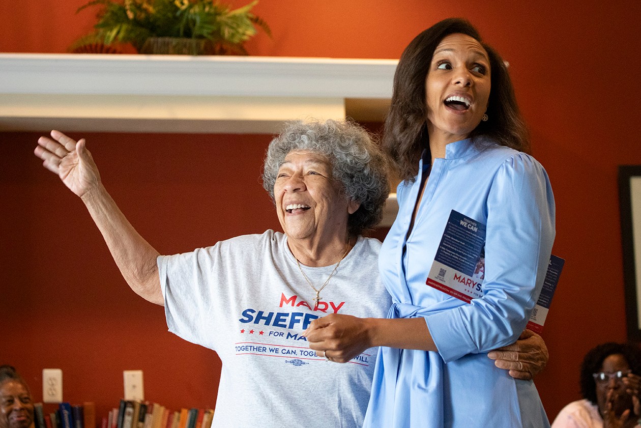 Mary Sheffield, Detroit mayoral candidate, campaigning with her grandmother.