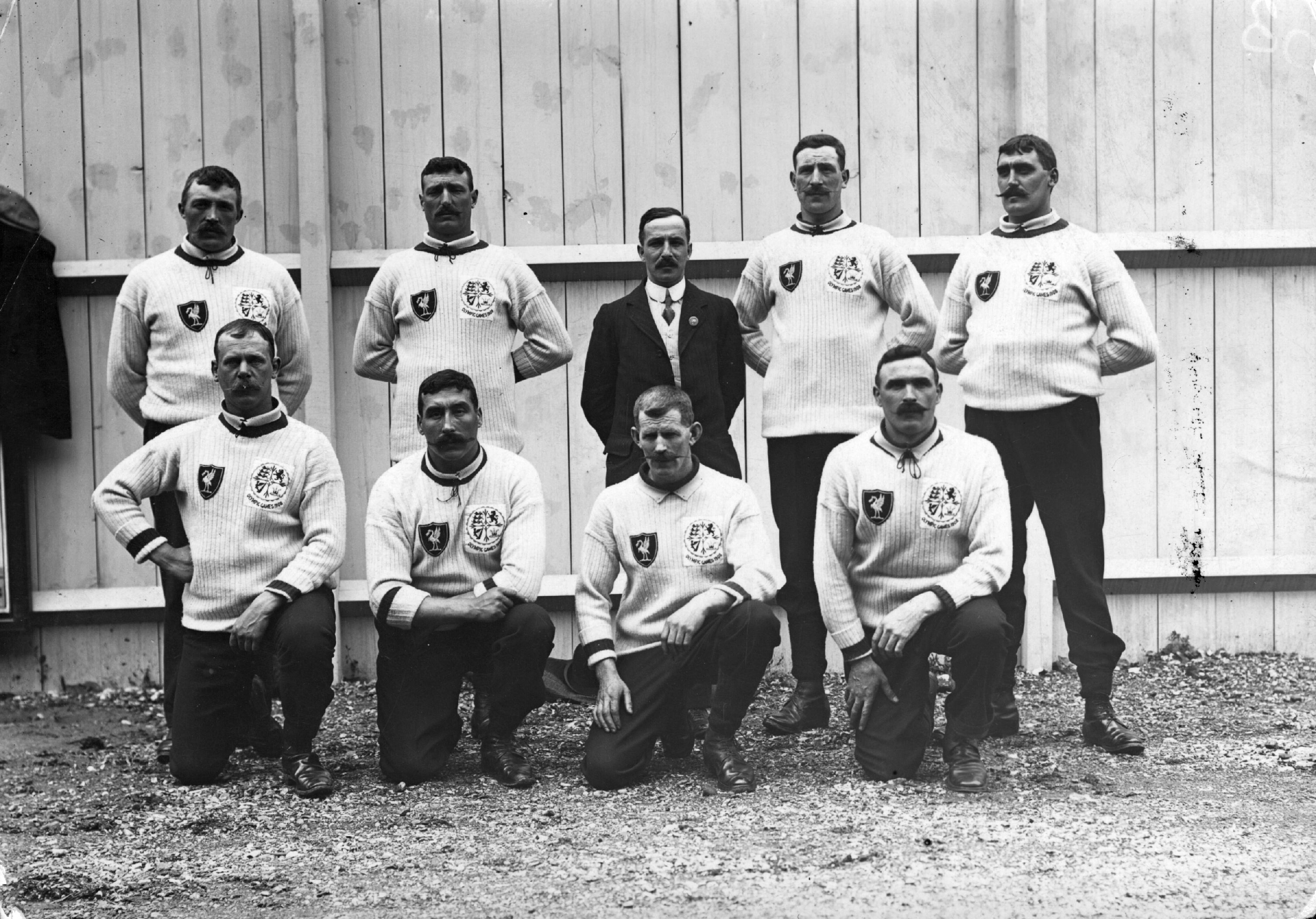Liverpool Police tug-of-war team, silver medal winners at the 1908 London Olympics.